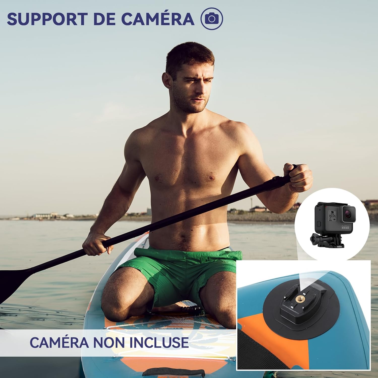 jardinito - Paddle gonflable adulte - 320/335cm - 2 personnes, siège kayak, pagaie alu, caméra, pompe, 150kg