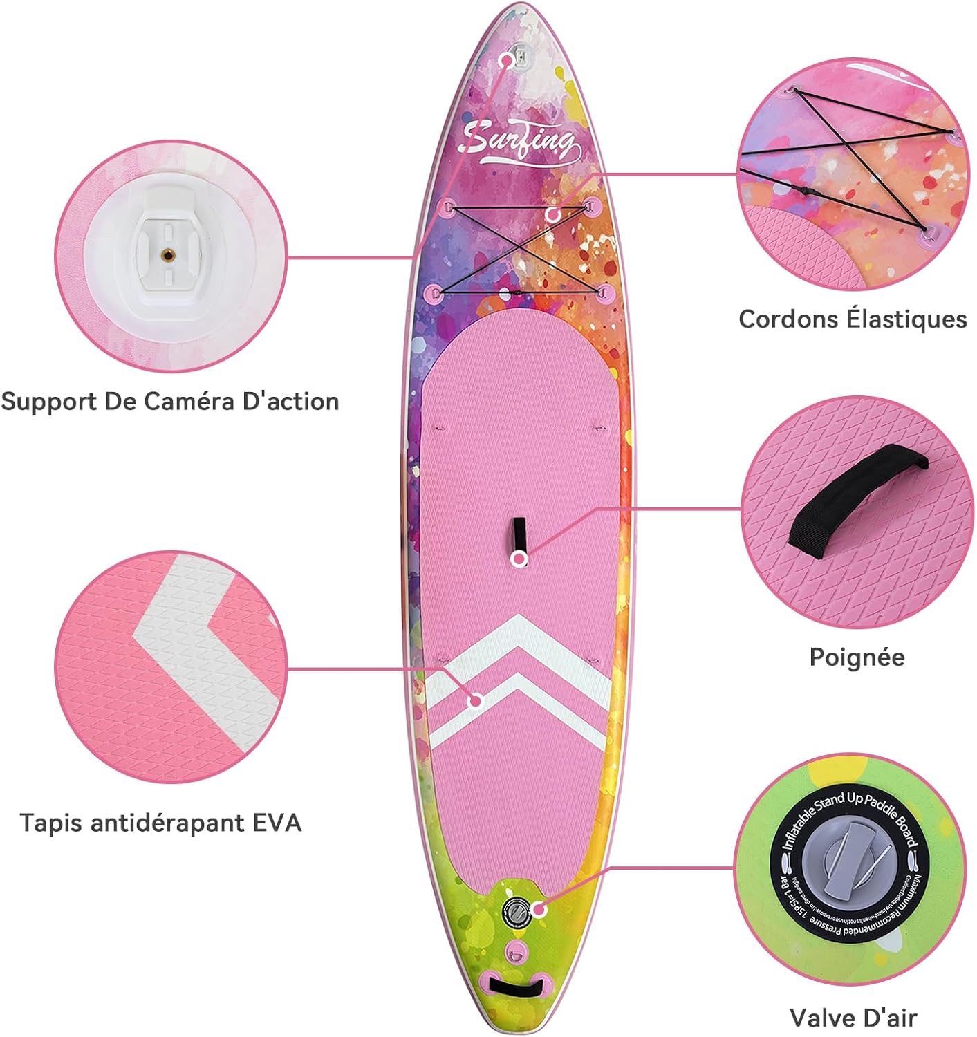 jardinito - Paddle gonflable 320/335cm - 2 pers, siège kayak, 150kg