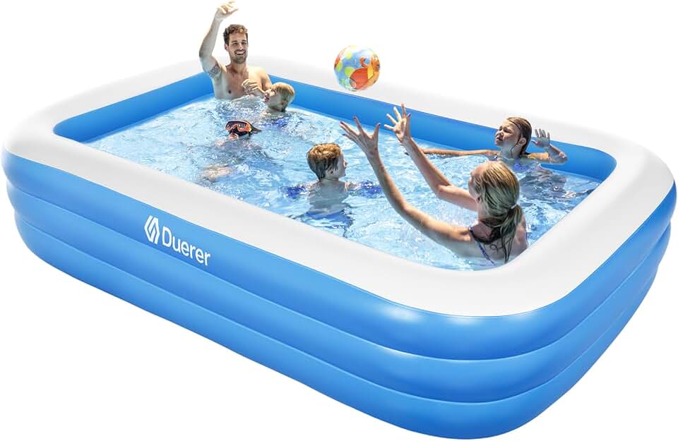 jardinito - Piscine Gonflable Rectangulaire - 305x182x56cm - Familiale bleu, été, extérieur