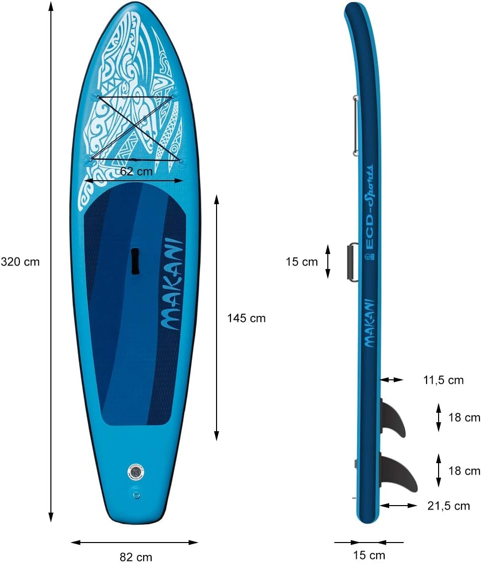 jardinito - Stand Up Paddle gonflable - 305/308/320/380 cm - PVC, 120/150 kg, 10/15 cm