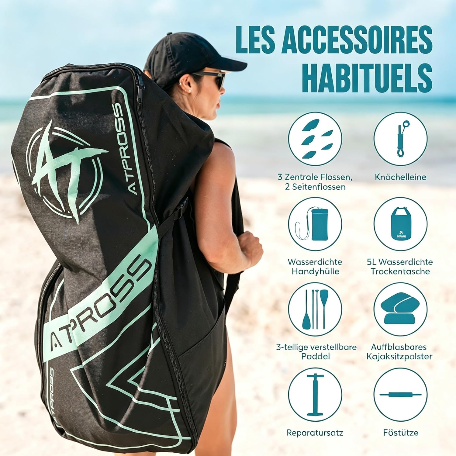 Planche de Paddle Gonflable Adulte avec Siège Kayak & Accessoires, 366x92cm Sup Extra Large & Stable, Charge 240kg, Kayak Gonflable 2 Places pour Yoga, Pêche et Surf