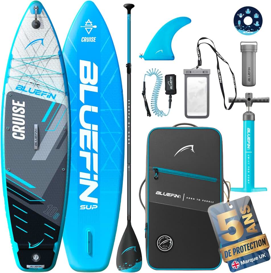 Bluefin Cruise - Planche de Paddle Gonflable 10'8 - Pack Sup de qualité supérieure et Accessoires - Planche de Paddle Sup antidérapante et légère - Planche de Paddle Sup Polyvalente de 15,2 cm