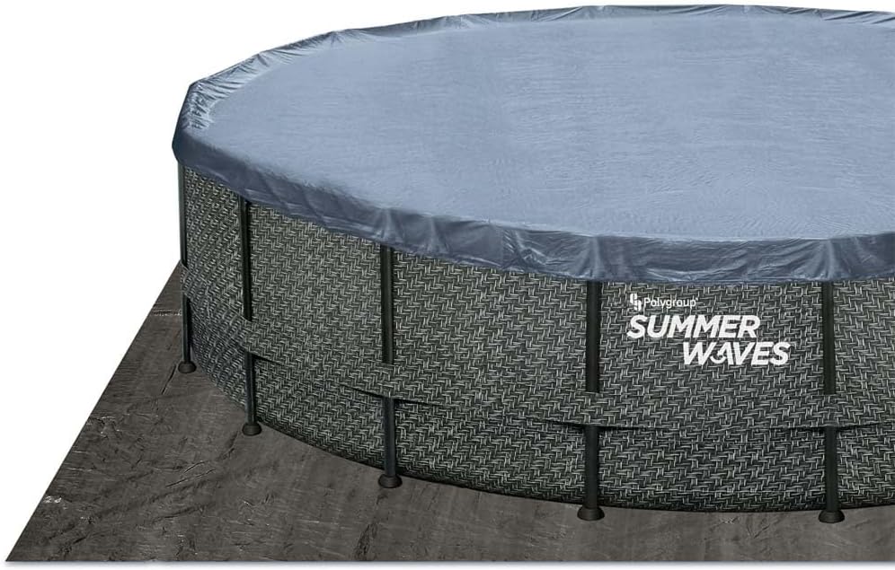 jardinito - Elite Frame rotin gris - Ø488x122 cm - Piscine hors-sol