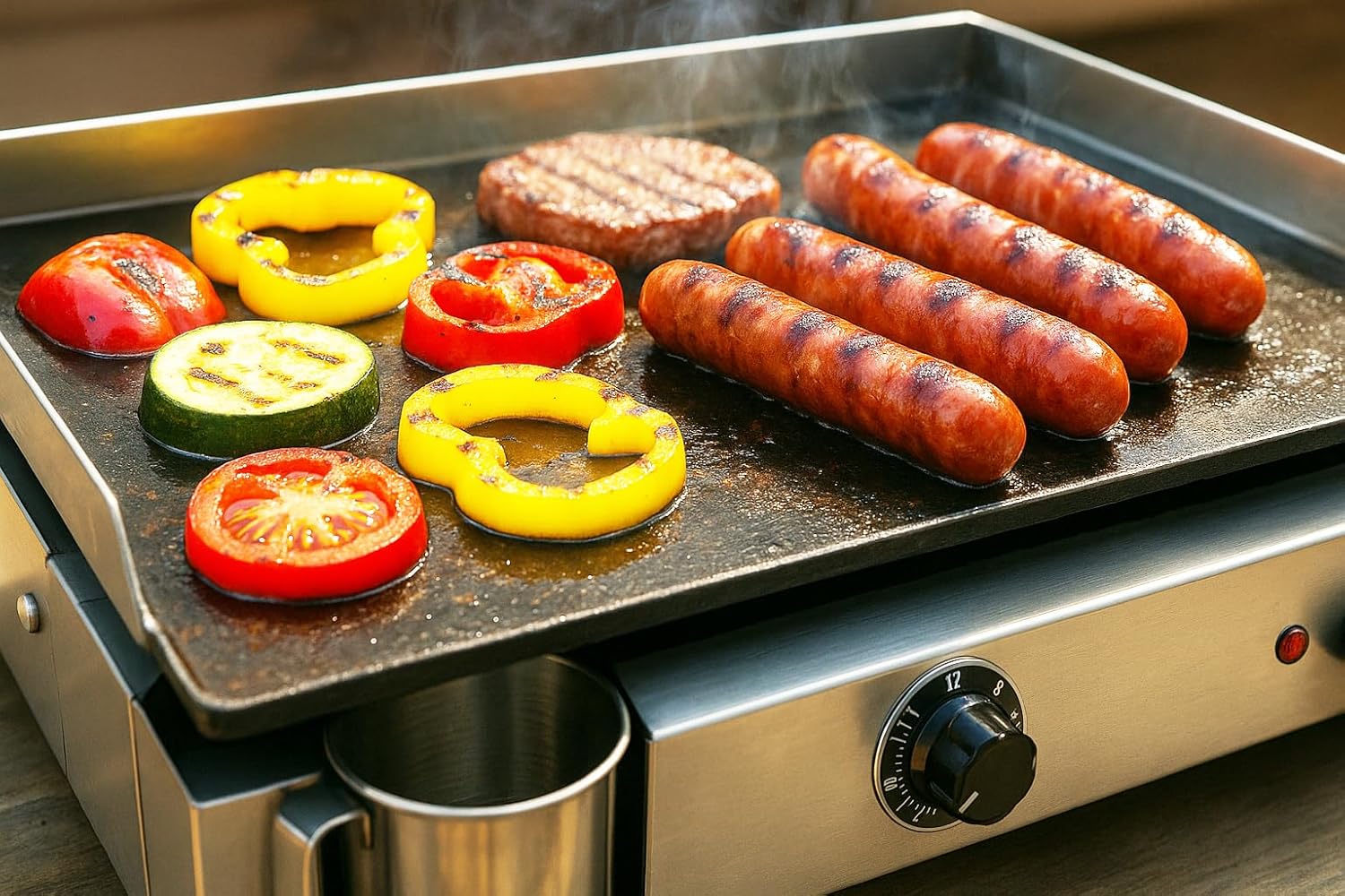 jardinito - Plancha électrique 2 zones inox 3000W, 60x40cm - 8679