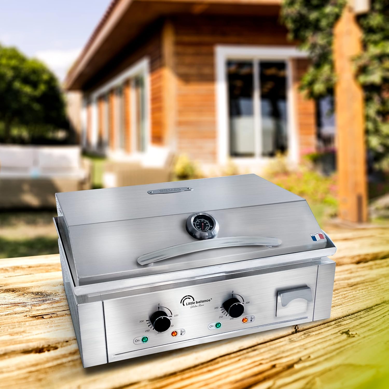 jardinito - Aquitaine Pro Plus - plancha inox 2 zones, couvercle, 3500W - 8473