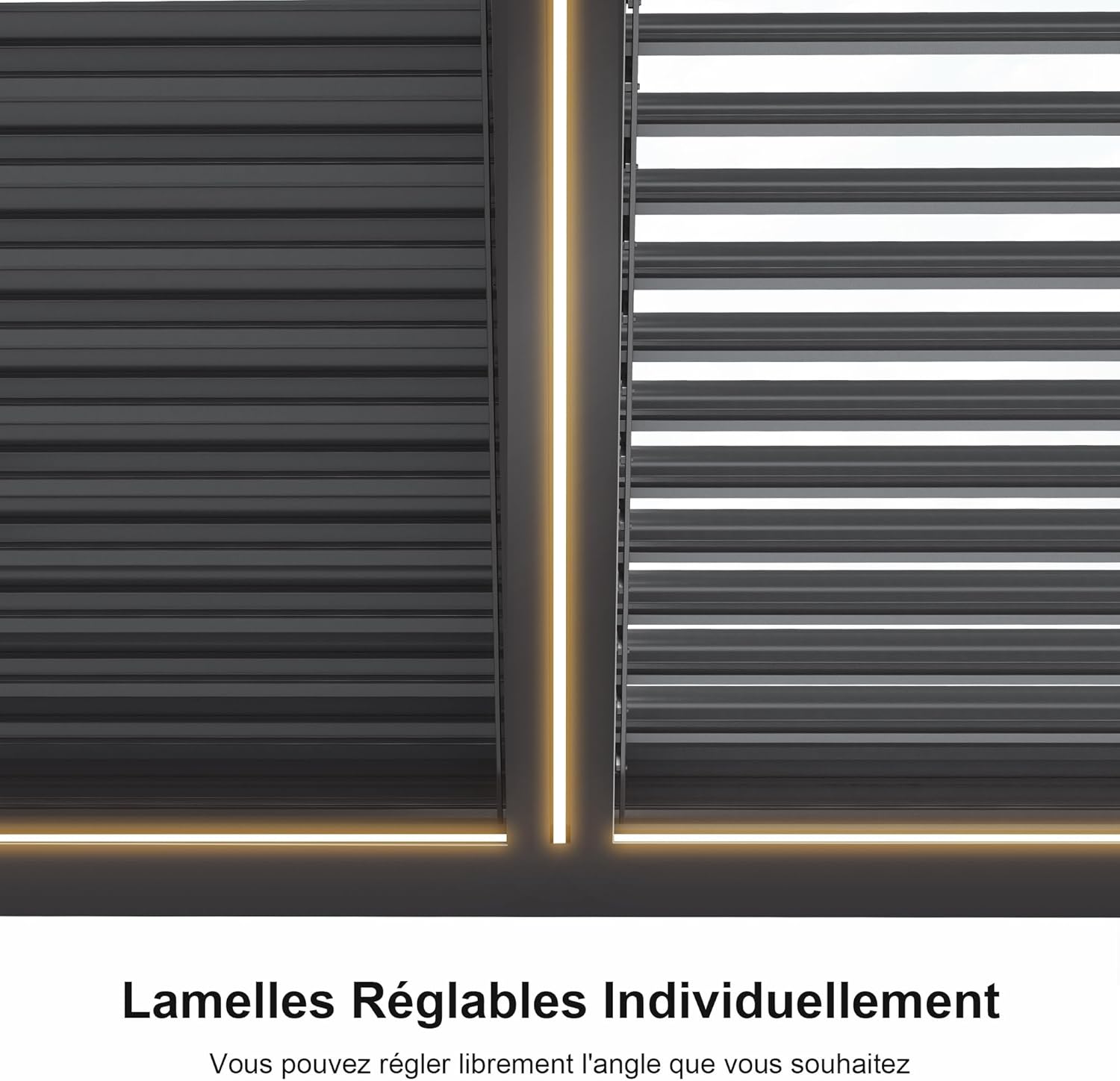 jardinito - Pergola bioclimatique aluminium 4,8x3,68m, LED, lames orientables