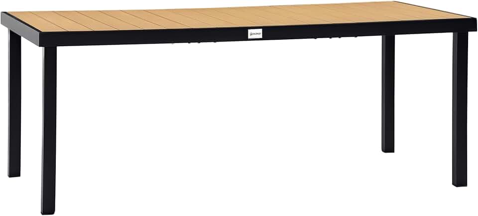 jardinito – Table de jardin pour 8, 190x90x74 cm, aluminium, bois naturel