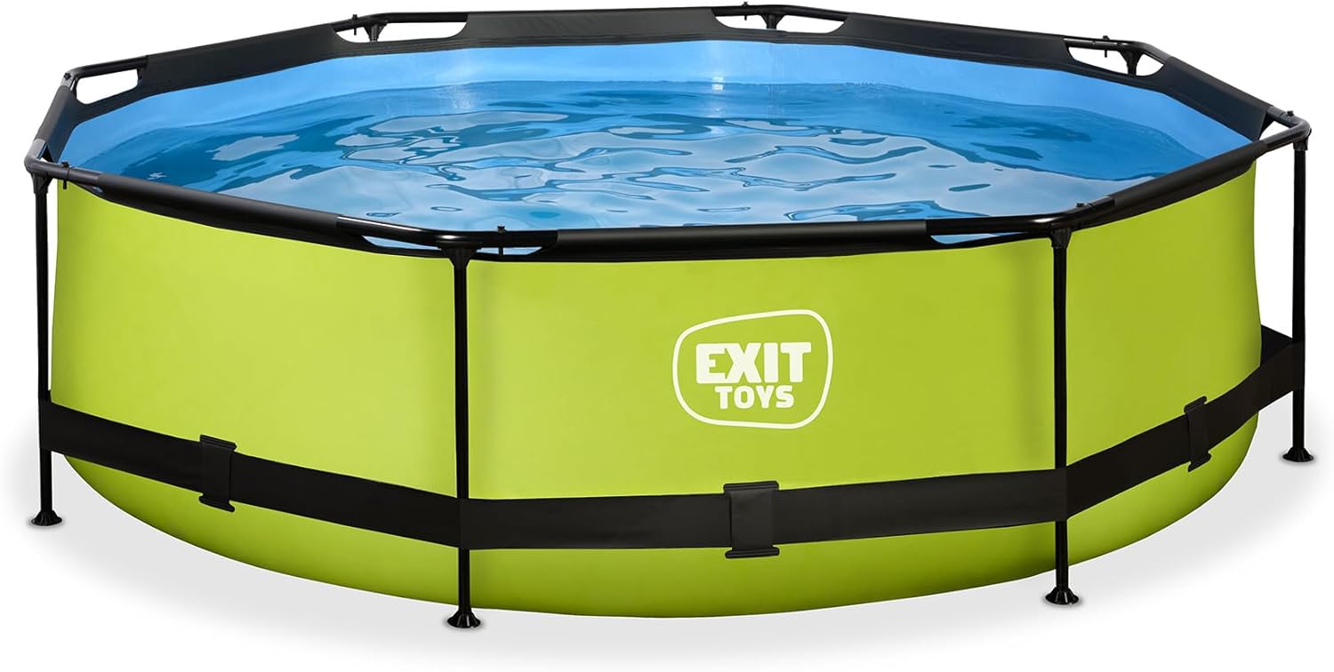 jardinito - Piscine Tubulaire Lime - 300x76cm - Pompe filtrante, entrée basse, cadre stable, vert