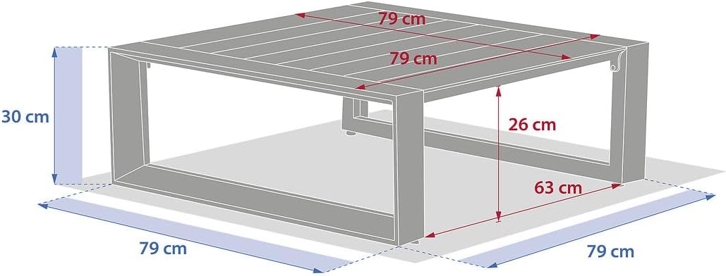 jardinito - Allure Graphite - 79x79x30cm - Table basse jardin alu