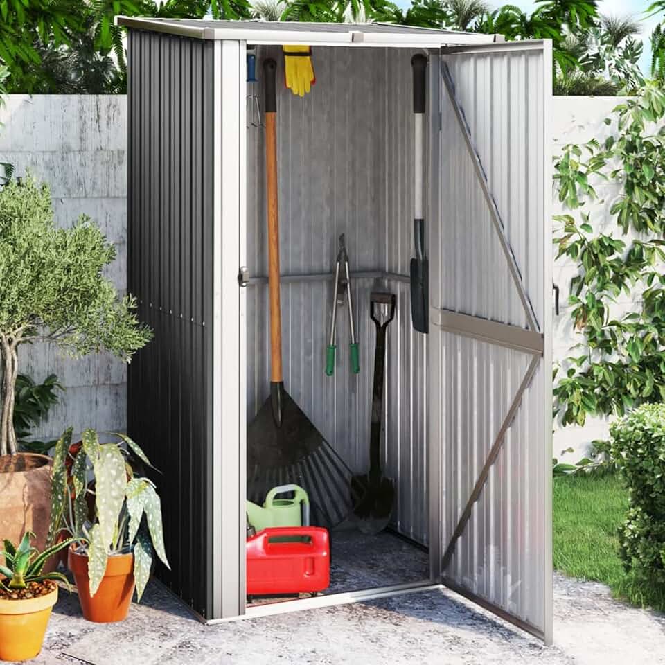 jardinito - abri de jardin acier galvanisé, 118,5x97x209,5cm, anthracite