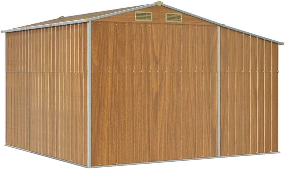Abri de jardin métal - toit incliné, acier galvanisé, 277x279x179cm - trémie charbon résistante aux intempéries