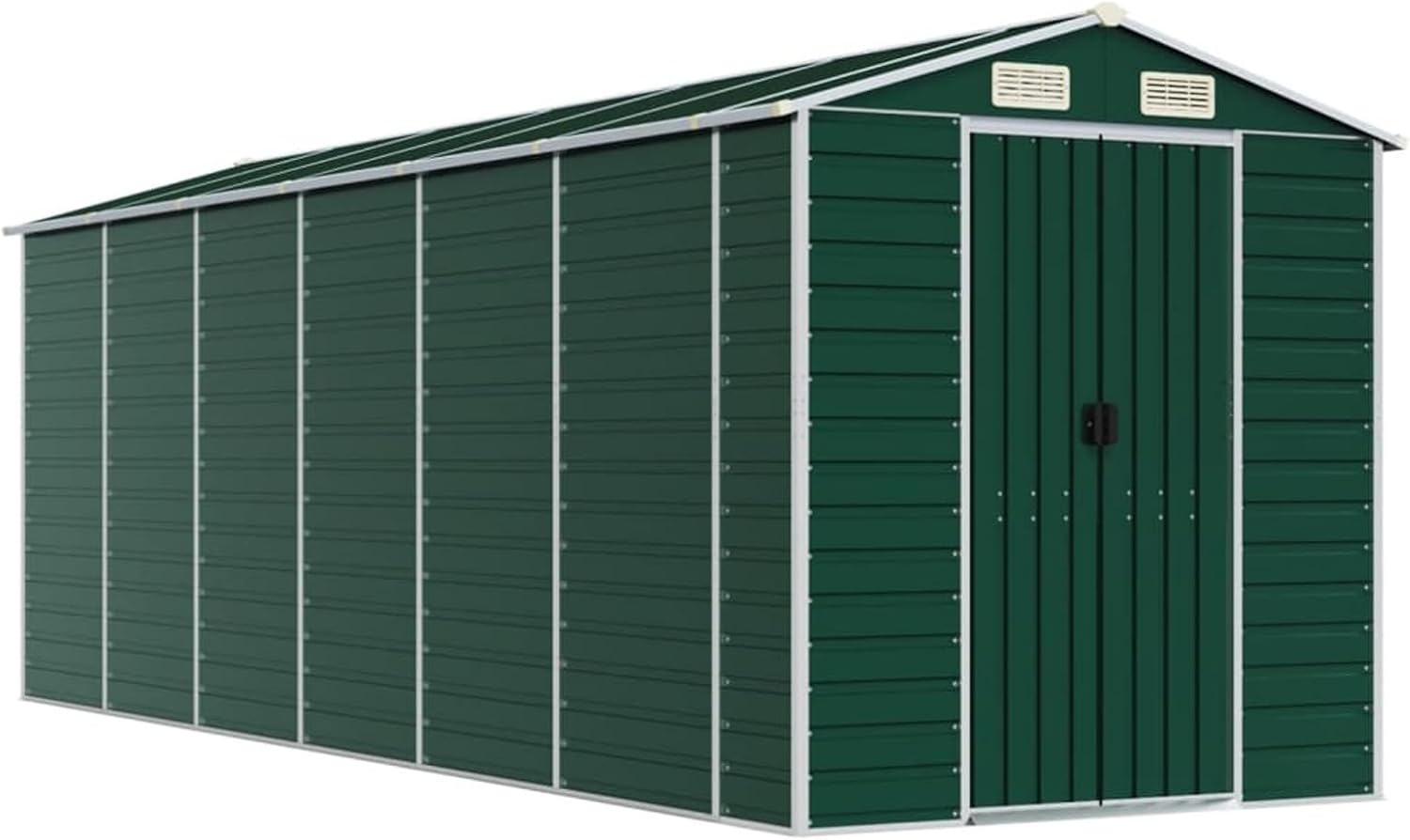 Abri de Jardin Vert 191x555x198 cm Acier galvanisé,Abris De Jardin,Abri De Stockage pour Jardin,Abri D'Outils De Jardin