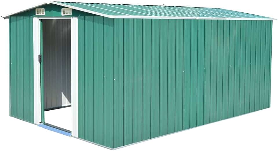 jardinito Abri de jardin extérieur en métal vert 257 x 392 x 181 cm