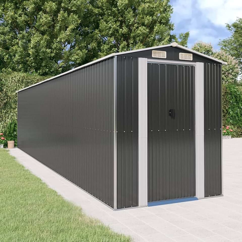 jardinito Abri de jardin, abris pour parcelles, abris de jardin, abri de jardin extérieur, maisons préfabriquées, acier galvanisé anthracite 192 x 855 x 223 cm