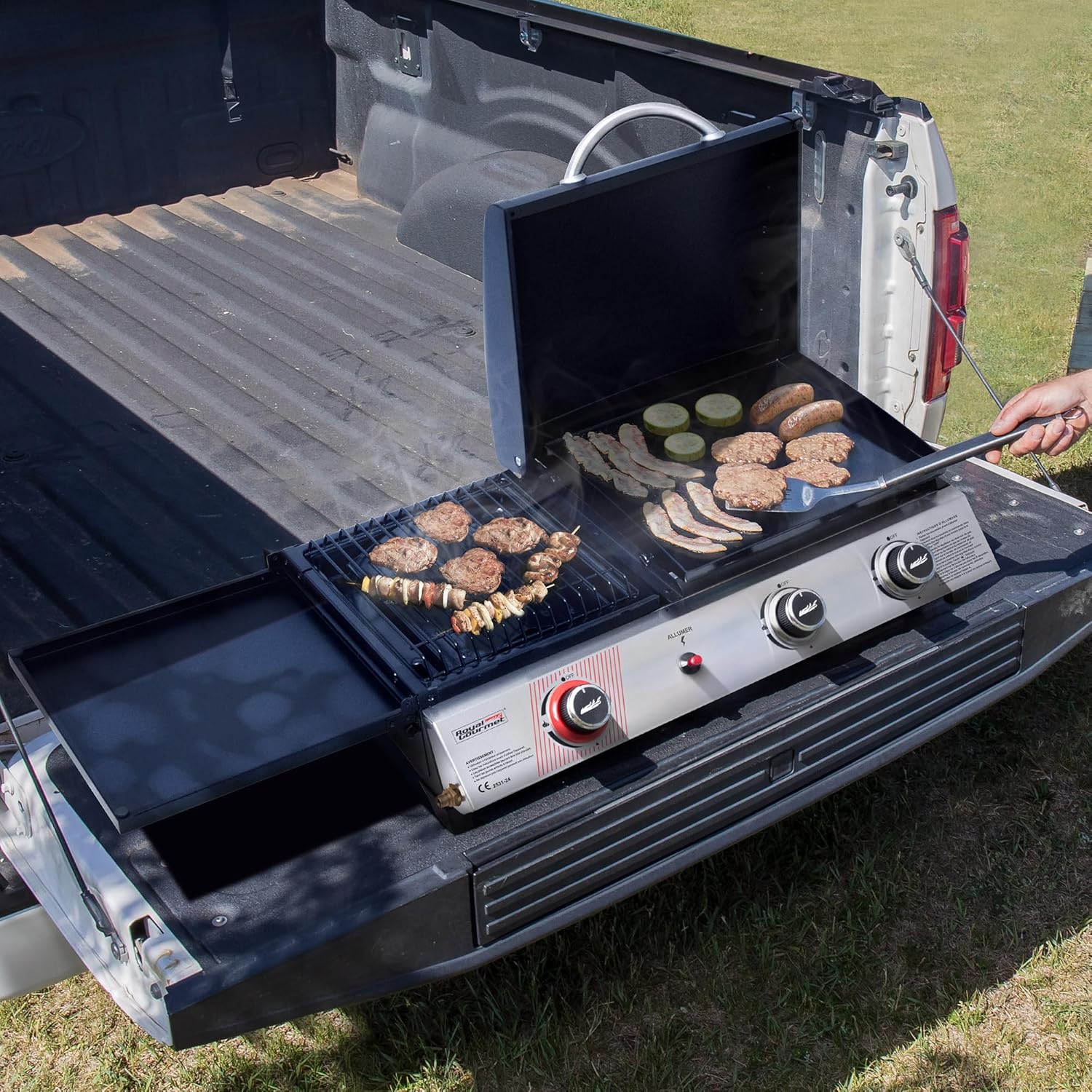 jardinito - barbecue gaz 3 brûleurs - 8,5kW - plancha, grille, couvercle multifonction