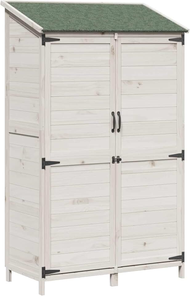 jardinito - Abri de jardin blanc - 106,5x56x176 cm - bois d’ingénierie, étanche