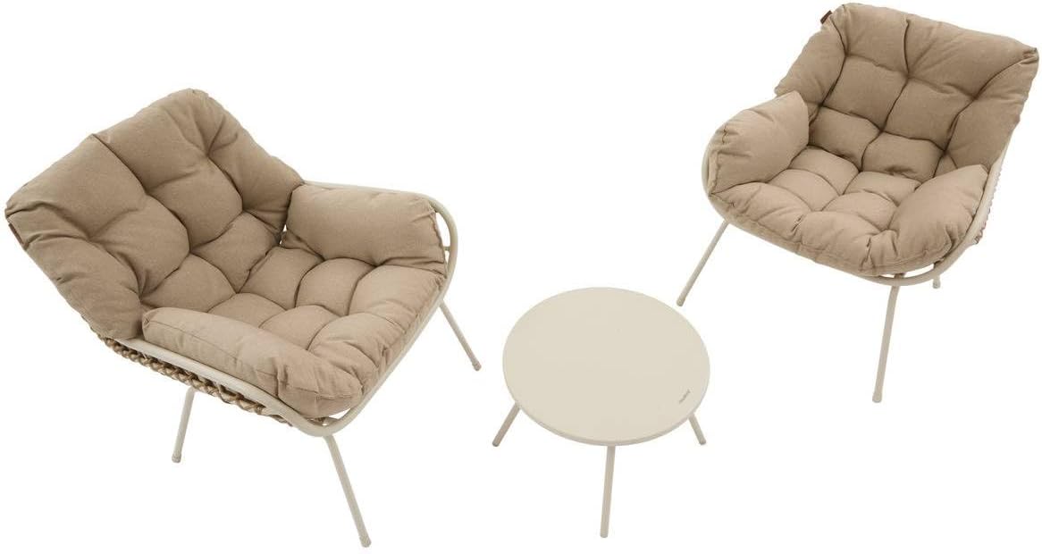 jardinito - Paopao Duo - Compact, résine tressée, coussins - Argile, acier anti-corrosion