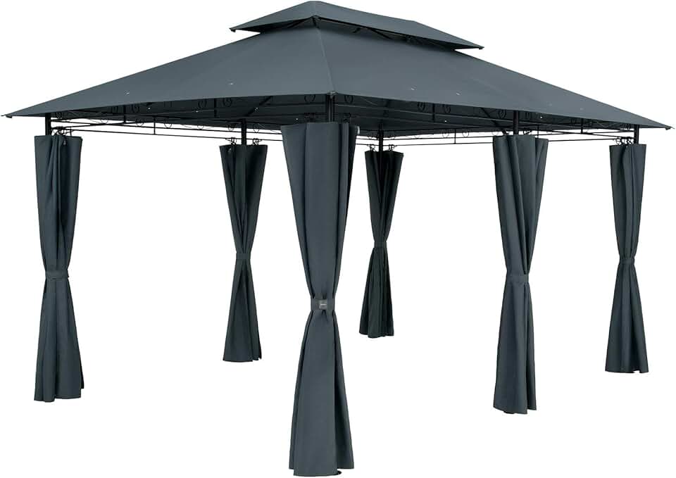 jardinito - Pavillon de Jardin Topas 3x4m, métal, UV50+, hydrofuge, anthracite