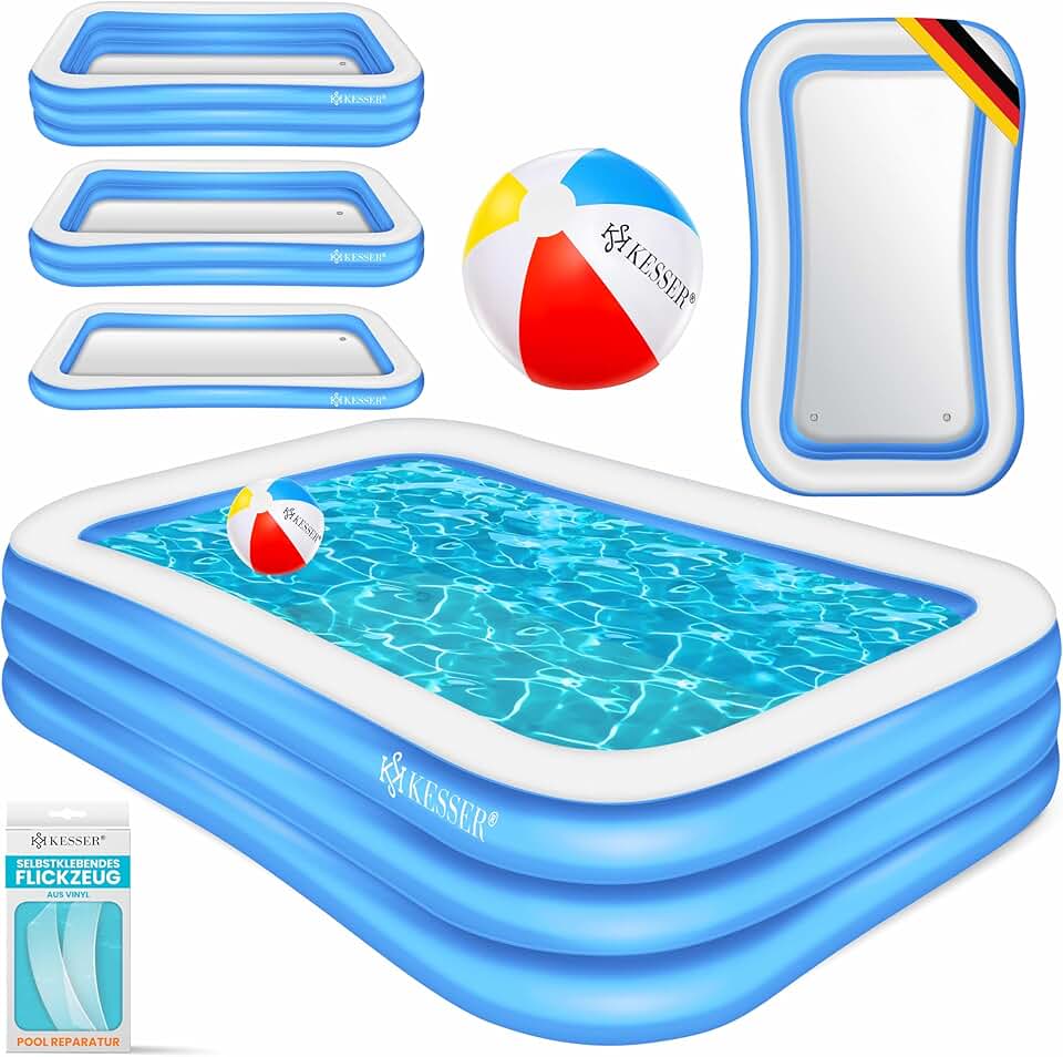 jardinito - Piscine familiale rectangulaire 240x142x56cm, 613L, trous drainage