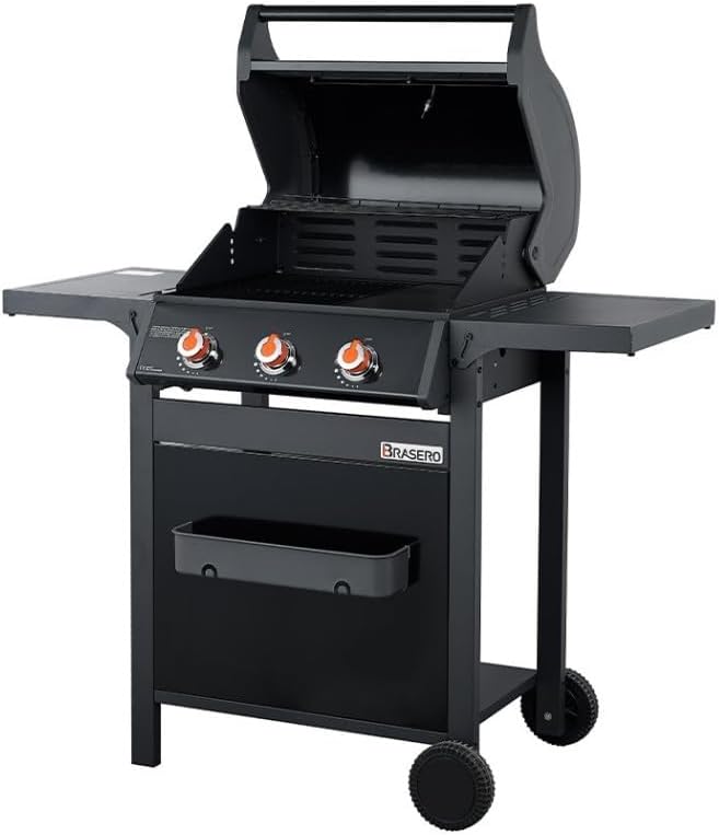Favex - Spring II - barbecue gaz 3 brûleurs 9,95 kW, mixte grille & plancha, EASY CLEAN, tablettes rabattables, jusqu'à