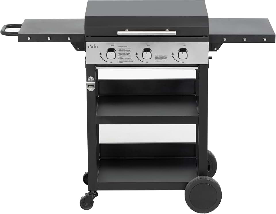 jardinito - Plancha gaz 3 brûleurs avec chariot, couvercle - 7,2 kW