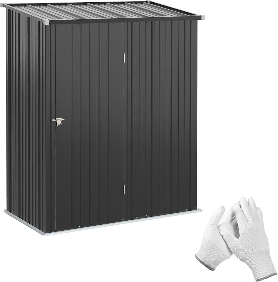 jardinito - abri de jardin acier, 161,5x94,5x196cm, serrure, noir