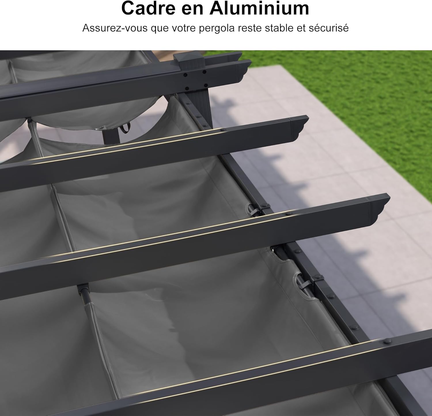 jardinito - pergola aluminium - 5,5x3 m - toit coulissant, tissu teint