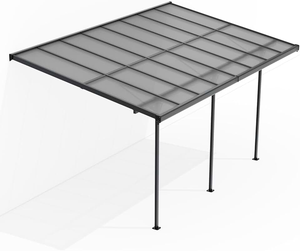 jardinito - Borneo 3x5 m - toit terrasse alu gris, plaques alvéolaires