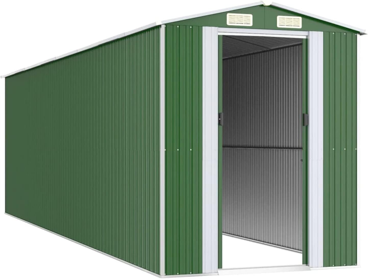 Abri de jardin extérieur en acier galvanisé vert 192 x 689 x 223 cm