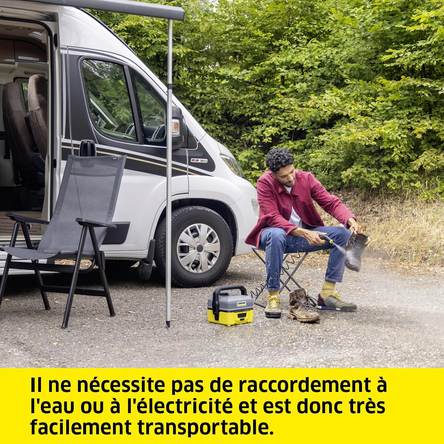 jardinito Nettoyeur à Pression Mobile OC 3 + Kit Animaux, Débit : 2 L/h, Réservoir : 4L, Tuyau : 2,8 m, Buse à Jet Plat, Buse Conique, Brosse Pet, Serviette pour Animaux Domestiques, Boîte de Rangement