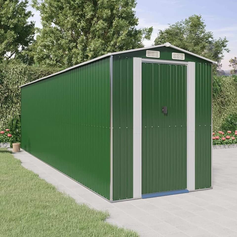 jardinito - abri de jardin acier, vert, 192x689x223cm, rangement outils