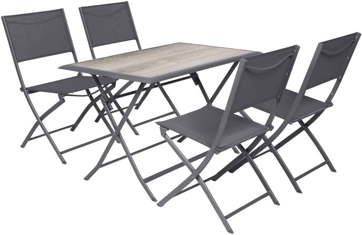 jardinito - Azua - table pliante rectangulaire, 4 places, aluminium epoxy, gris fumé