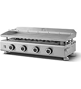 jardinito - Plancha Silvia Evo 4 Feux Plaque INOX de 84 x 34 cm - 4 brûleurs - Grille de réchauffem...
