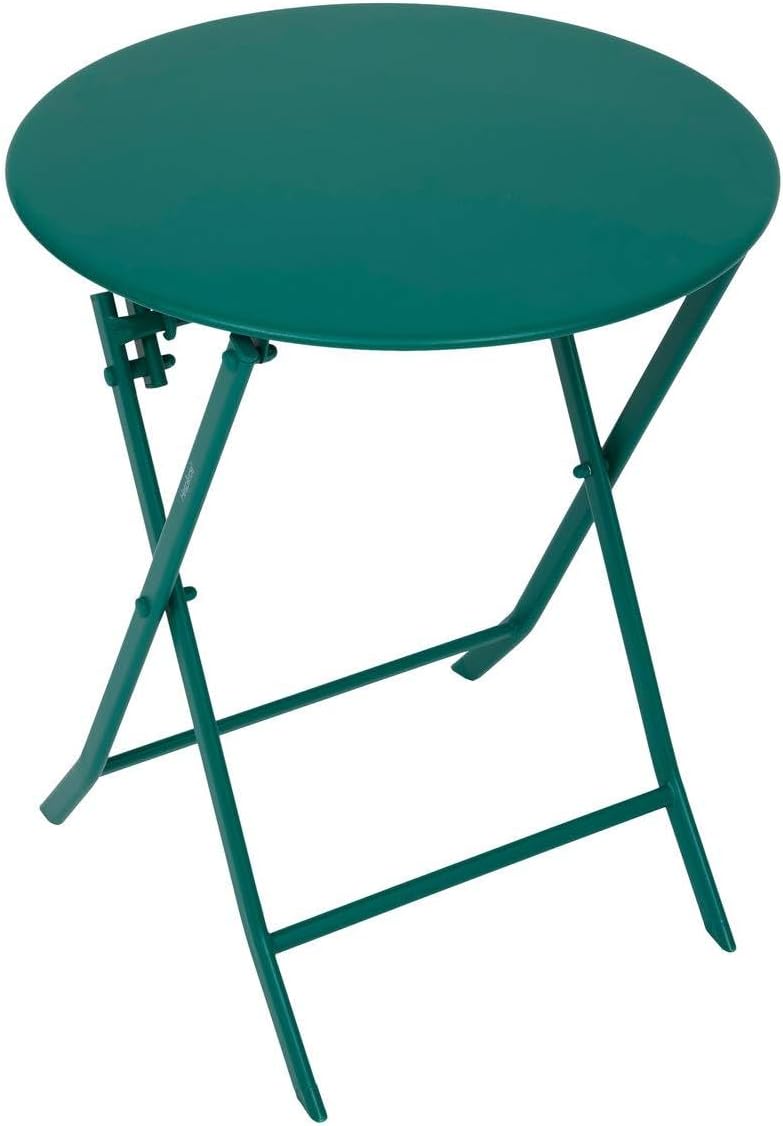 jardinito - Greensboro - Ø60cm - Table ronde pliante acier vert opale