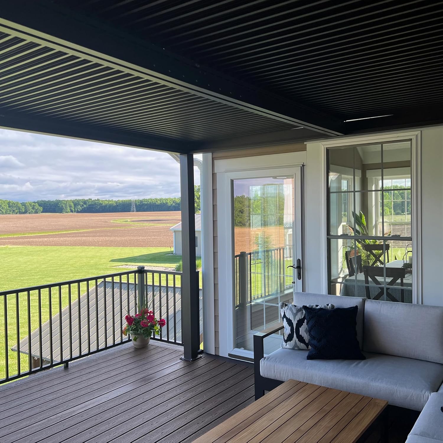 jardinito - Pergola bioclimatique - 4,8x3m - alu, lames orientables, éclairage, 14,4m²