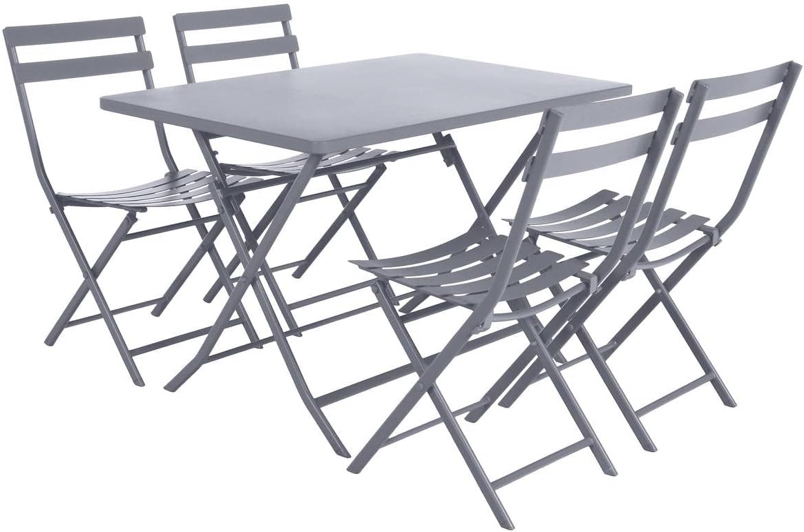 jardinito - Greensboro - 4 places - table pliante acier antirouille, quartz