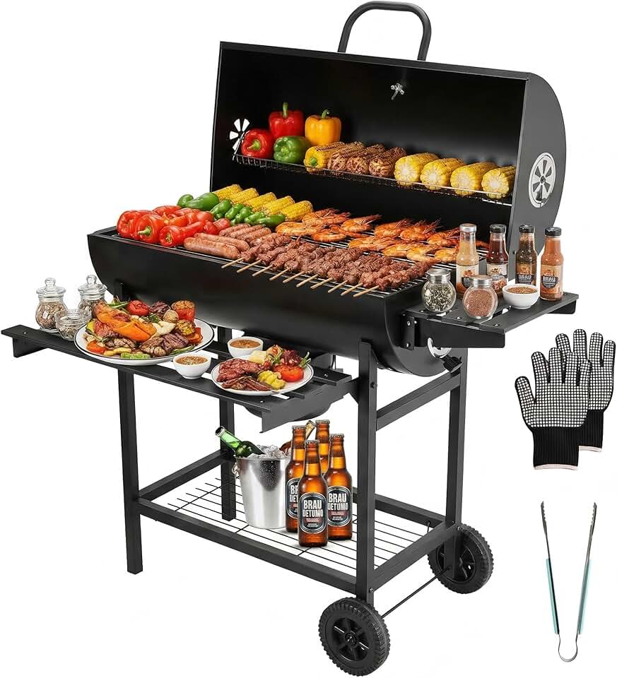 jardinito - barbecue charbon série de base - grille XXL, roulettes, tiroir à cendres