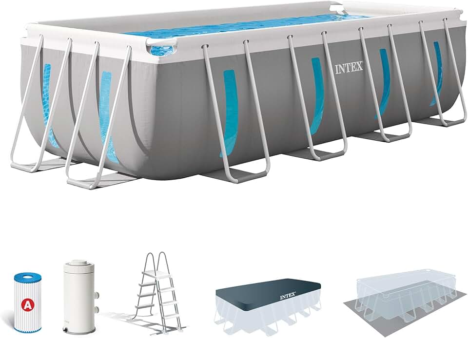 jardinito - Clearview tubulaire - 4x2x1,22m - kit piscine rectangulaire