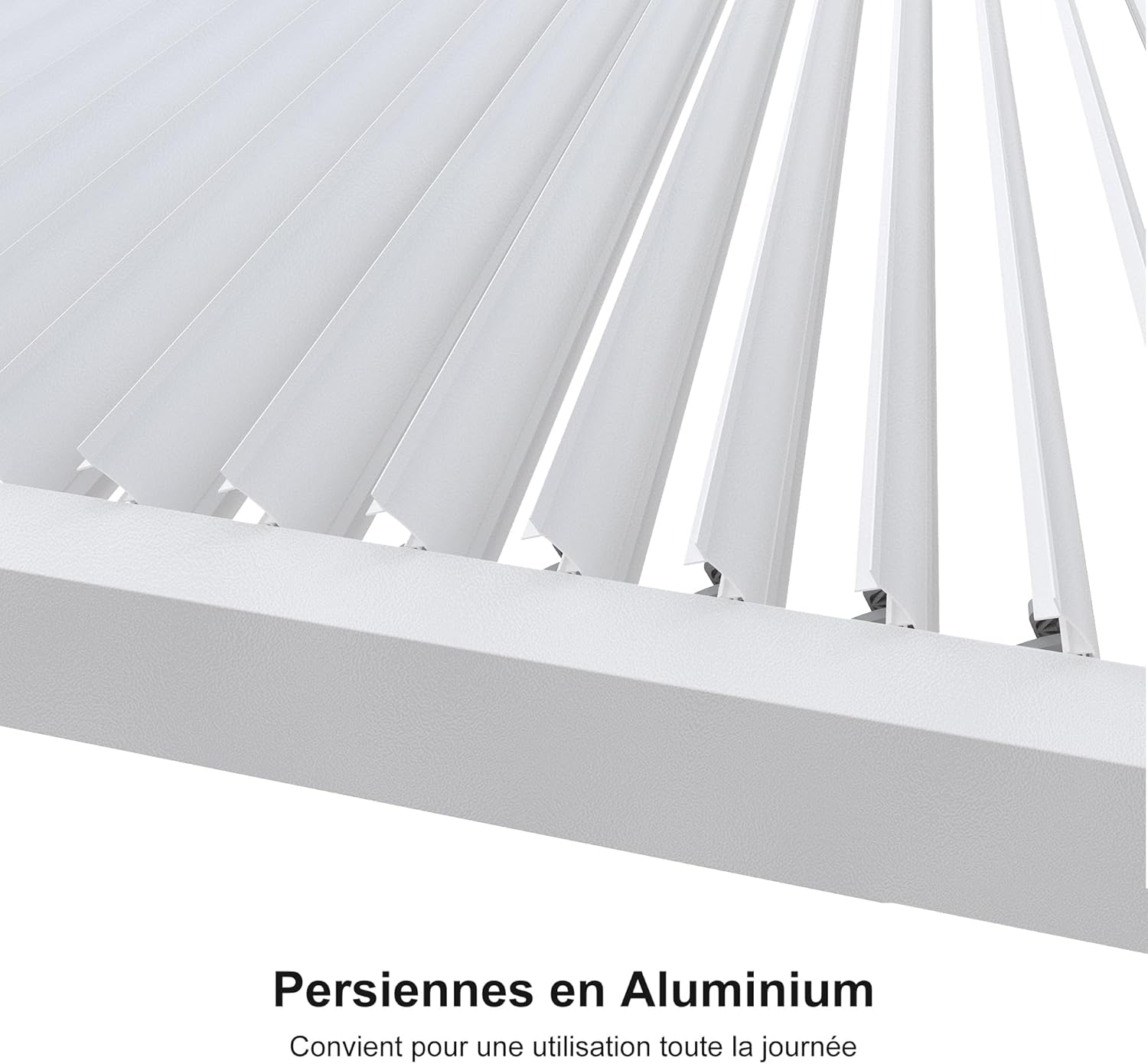jardinito - Pergola bioclimatique - 4,8x3,68m - lames orientables, éclairage intégré, aluminium, blanc