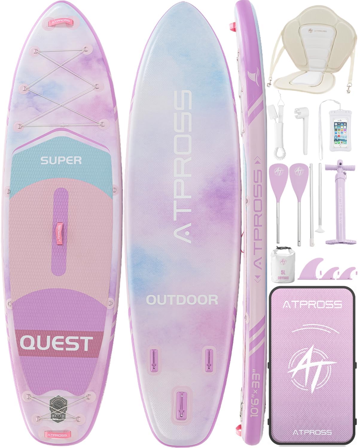 Stand Up Paddle Gonflable Adulte avec Siège Kayak & Accessoires, 320x84cm Planche de Sup Extra Large pour 2 Personnes, Charge 200kg, Kayak Gonflable 2 Places Stable et Antidérapant pour Surf