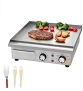 jardinito Plancha électrique commerciale en acier inoxydable, 36cm, avec contrôle de température ré...