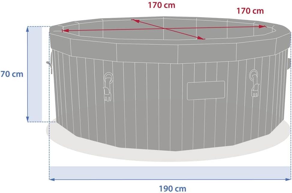 jardinito - Spa Nordik Ø190 cm - 5-7 pers, 180 jets, WiFi connecté, effet bois