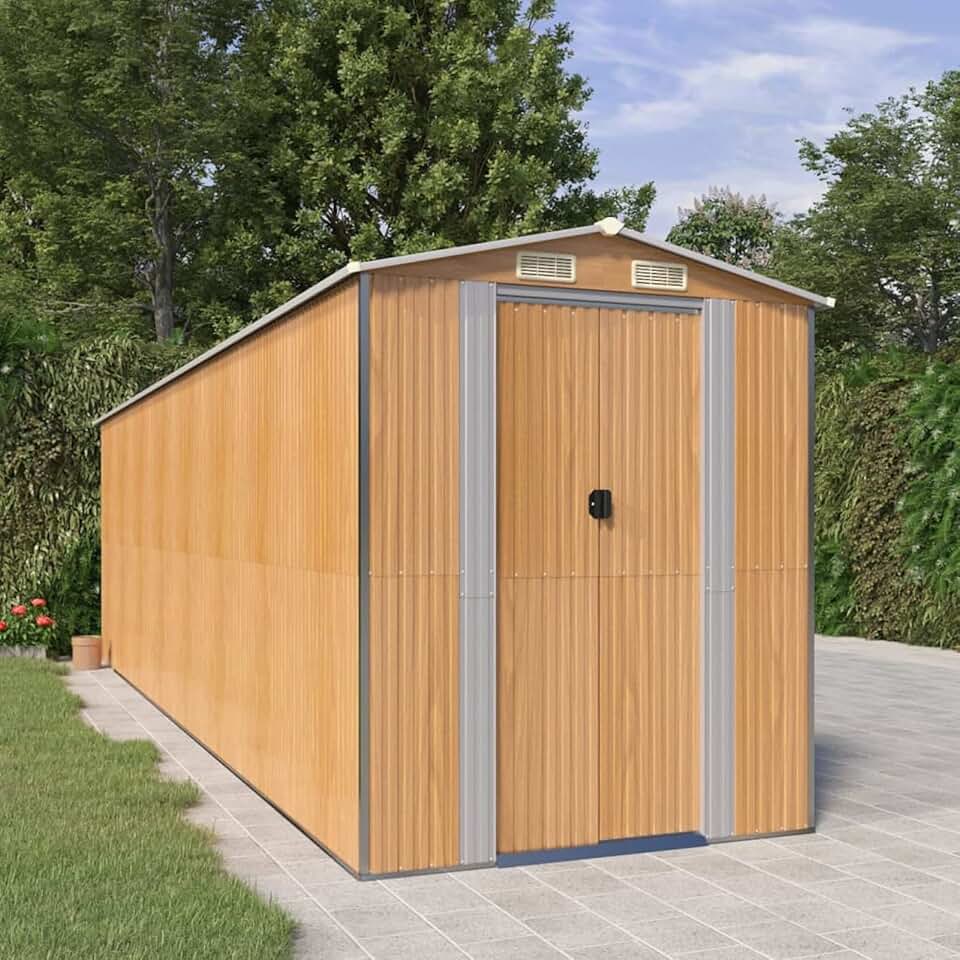 jardinito - abri de jardin série acier galvanisé, 192x689x223cm, marron clair
