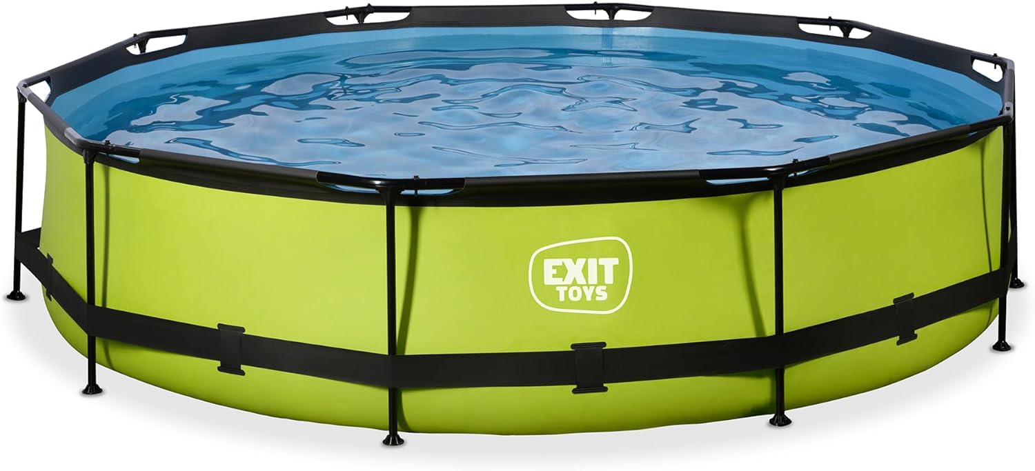 jardinito Piscine Tubulaire Lime - ø360x76cm - Piscine Hors Sol Ronde Grande avec Pompe Filtrante à Cartouche - Entrée Basse - Idéal pour Les Jeunes Enfants - Cadre Stable - Design Unique - Vert