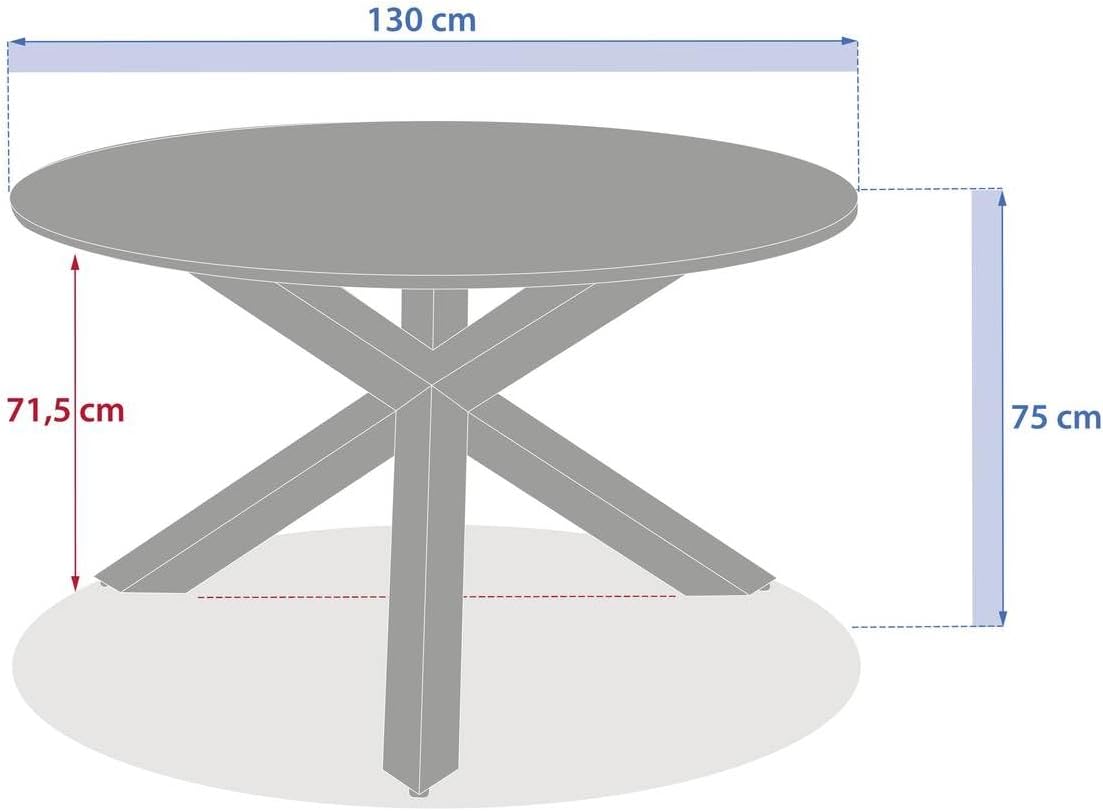 jardinito - Table de jardin Oryon - 130cm ronde - 6 places, coloris café