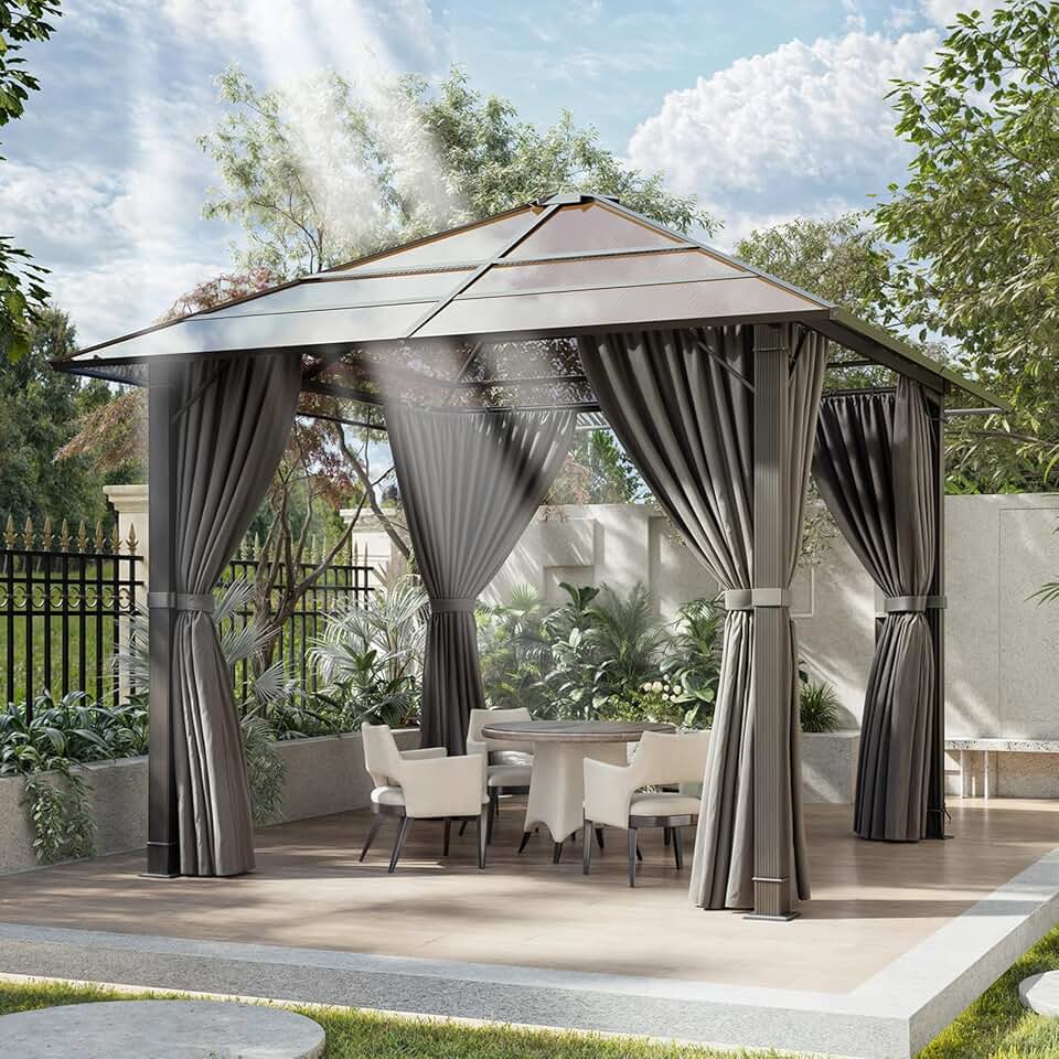 jardinito - Tonnelle Hardtop Aluminium 3x3m, étanche UV, gris