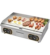 jardinito Plancha Électrique Professionnelle Inox 4400W De Gril En Le Fer 73 * 43cm, Thermostat 50 ...