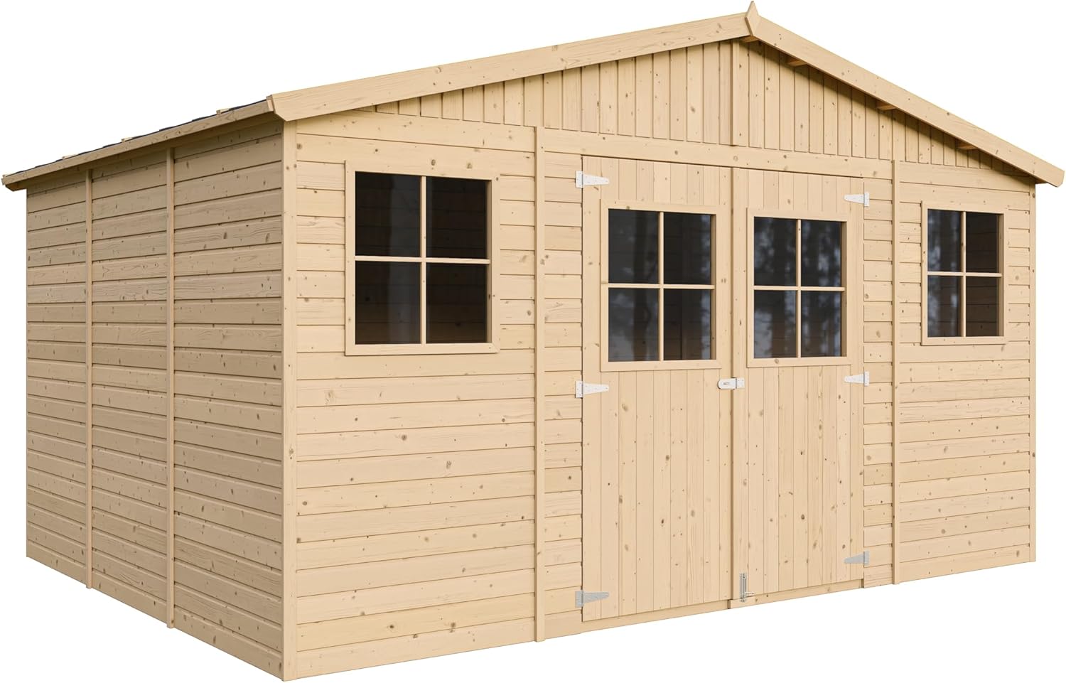 Abri de Jardin en Bois Exterieur avec Plancher IMPRÉGNÉ- Chalet en Pin/épicéa-H246x418x320 cm/12 m²- Construction de Panneaux - Rangement pour vélos, Remise à Outils- jardinito M331+M331G