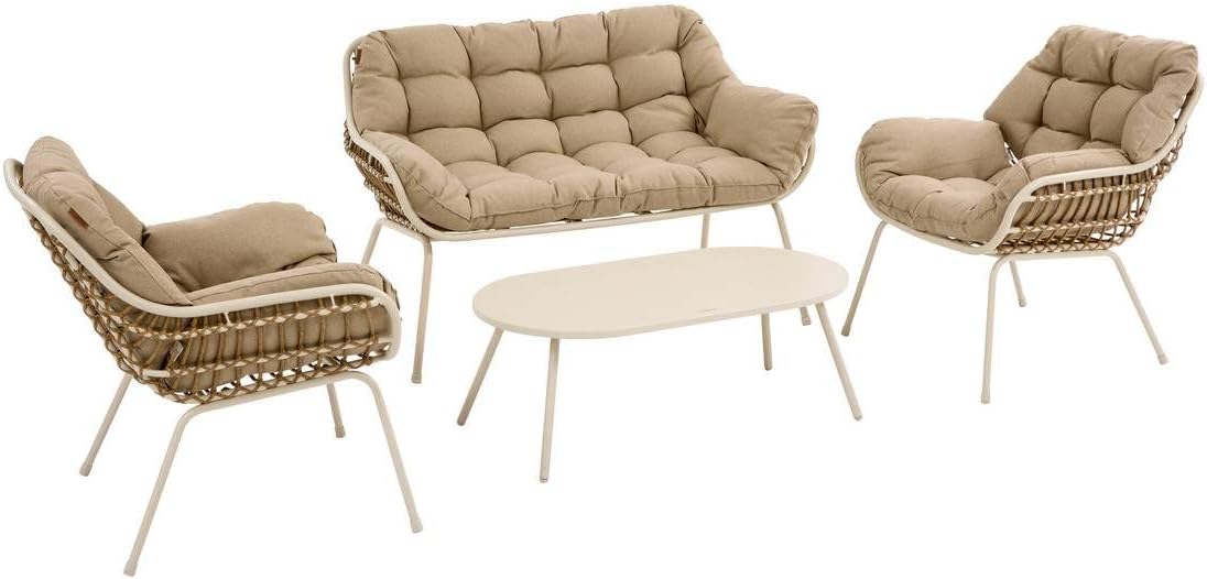 jardinito - Paopao Beige/Argile - salon 4 places - anti-rouille, coussins confortables
