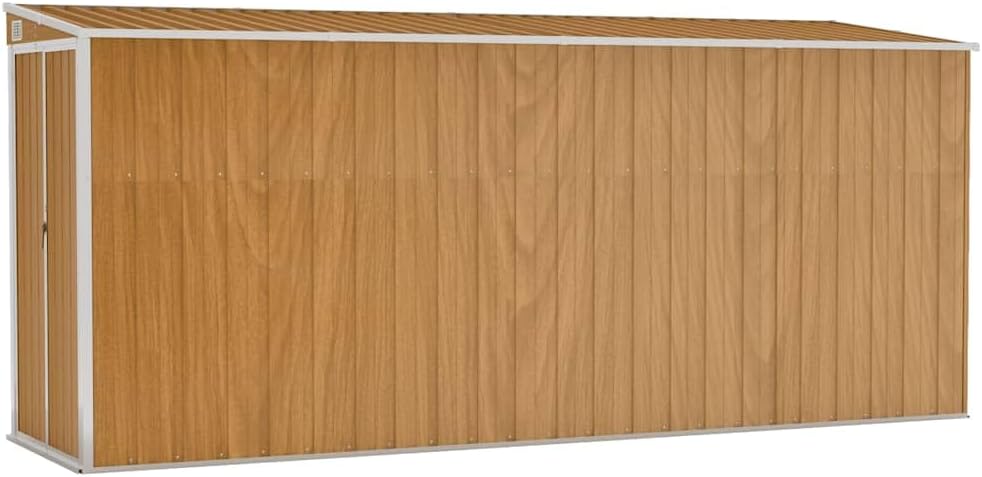 jardinito Abri de Jardin Mural Marron 118 x 382 x 178 cm Acier galvanisé,Structures extérieures, Cabanes & abris de Jardin,316232